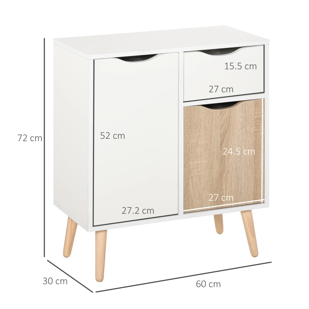 Unbranded Scandi Floor Cabinet Compact ThreeSection Bedroom - Sideboard