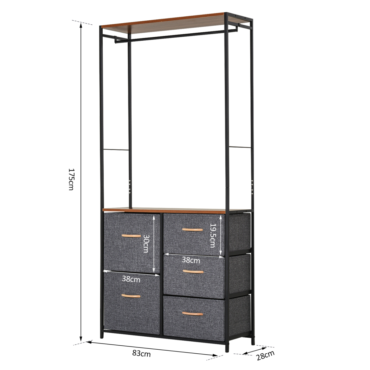 SteelBlack Clothes Storage Freestanding 175x83cm for Home - HOMCOM - Home Symphony
