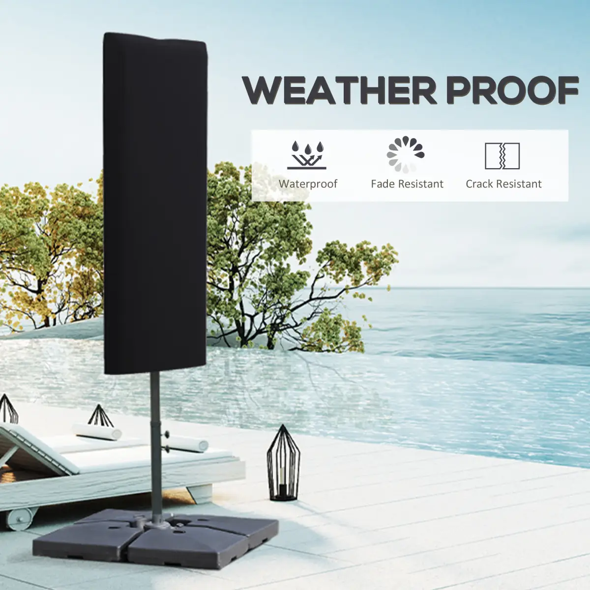 Outsunny Outsunny Garden Parasol Cover for 2-4m Outdoor Umbrella Protector w/ Rod, Zipper - Parasol