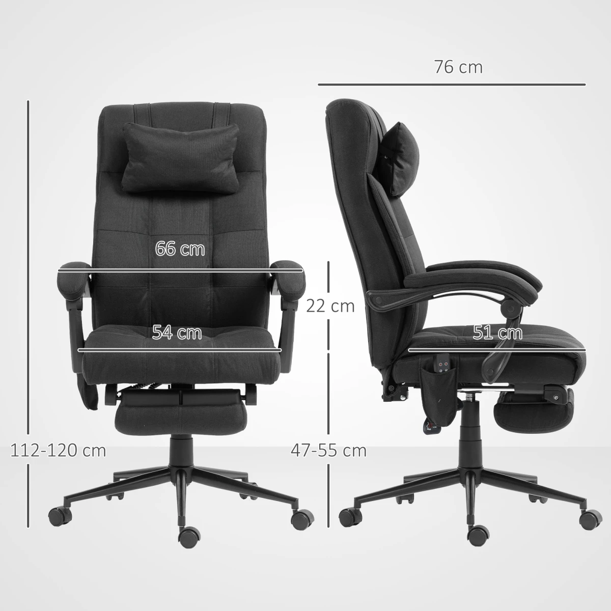 Premium Massage Office Chair Height 112 To 120cm With 155 Degree Recline 5 Massage Modes Lumbar Heat For Home Use by N/A