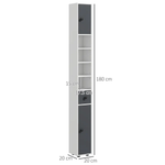 kleankin kleankin Slim Bathroom Cabinet, Toilet Roll Storage w/ Open Shelves, Grey - Display Cabinet