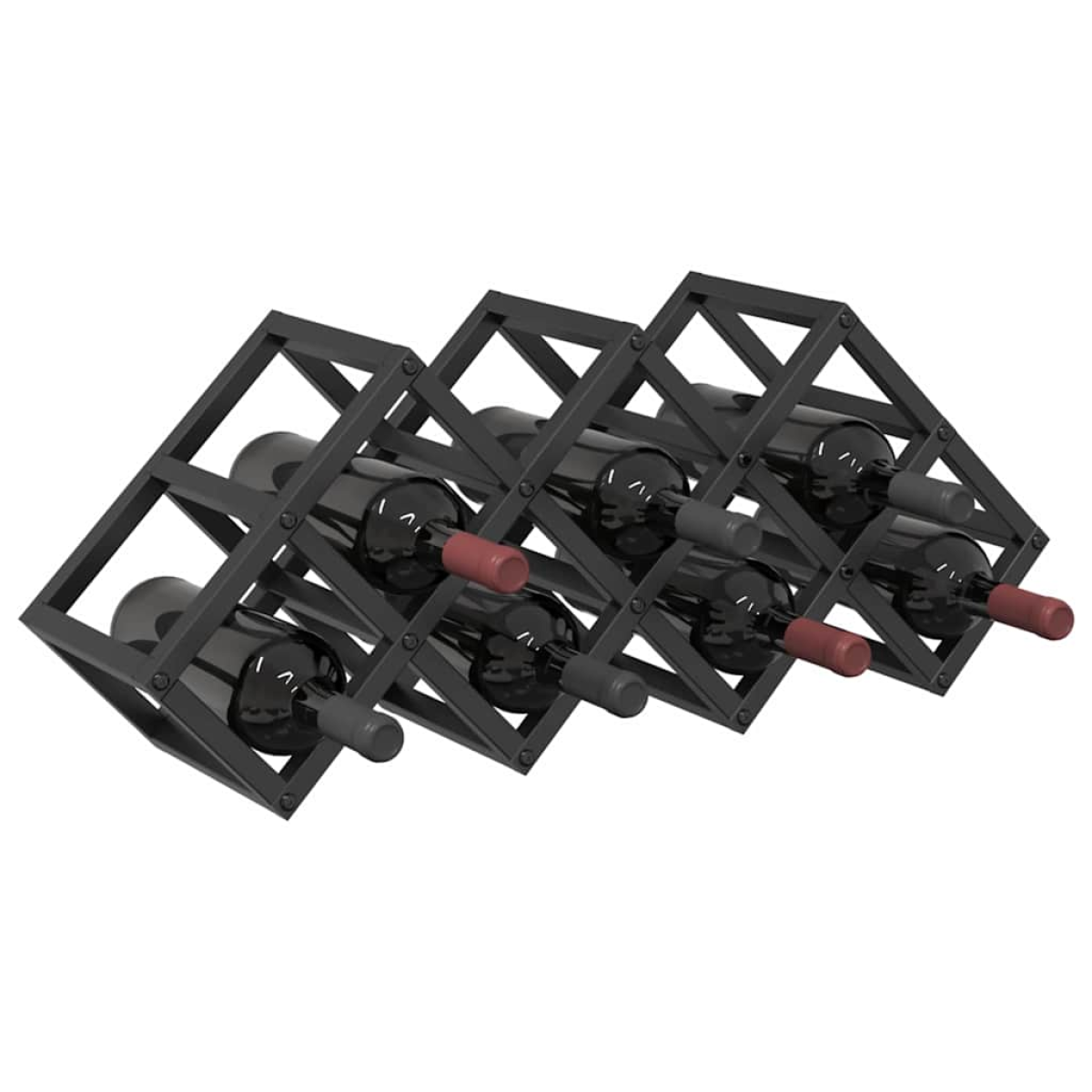 VidaXL Wine Rack 63 X 16.5 X 25 Cm Steel For Home Bar - black steel 9-bottle lattice for a modern home bar or kitchen