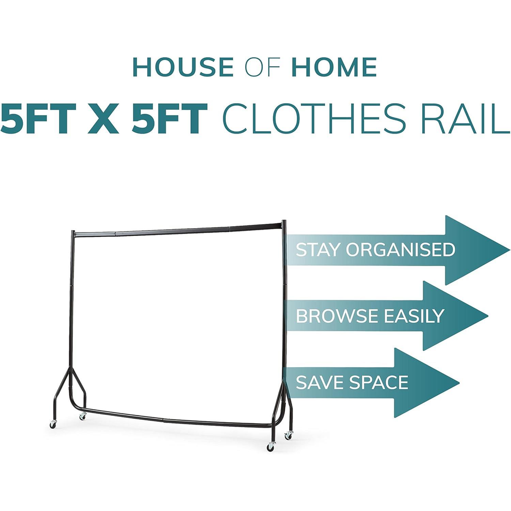 Superior Heavy Duty Clothes Rail 5ft x 5ft Pop Clip Home Use - Direct Online Houseware - Home Symphony