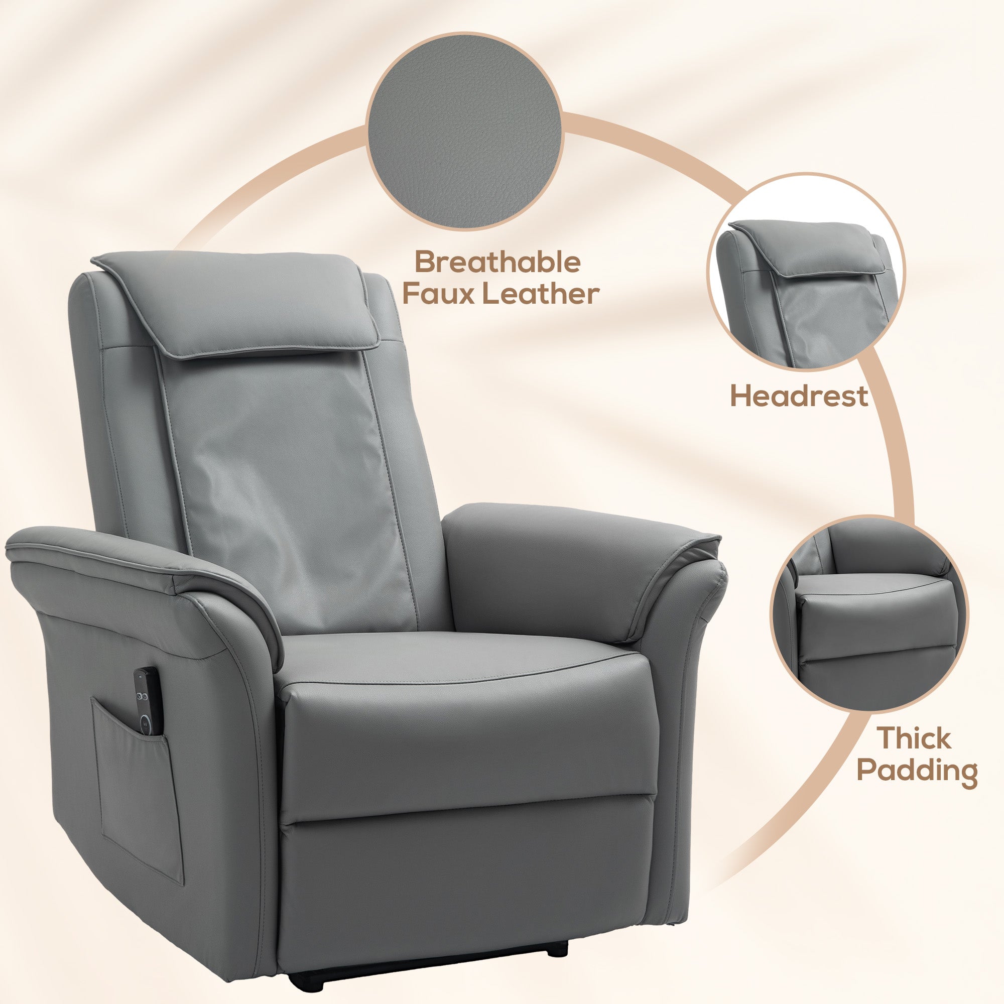 HOMCOM Kneading Massage Recliner Chair Breathable Leather Recliner Armchair - Home Symphony
