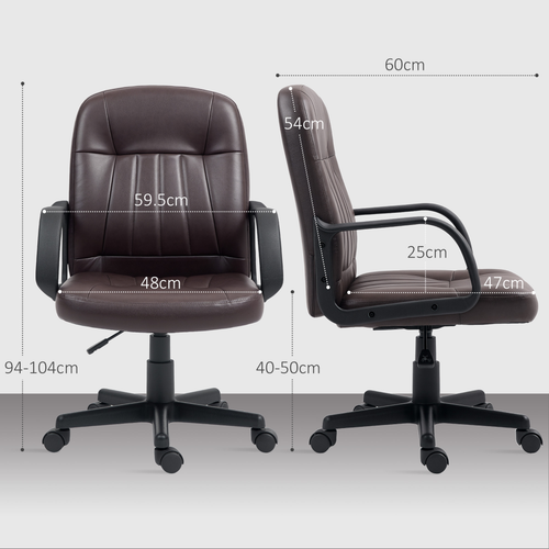 Stylish HOMCOM PU Leather Office Chair Swivel Home Computer Desk Chair, Dark Brown, perfect for comfort in any workspace.