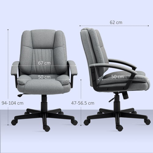 HOMCOM Swivel Executive Office Chair Mid Back Chair w/ Arm, Grey offers stylish comfort for productive workspaces.