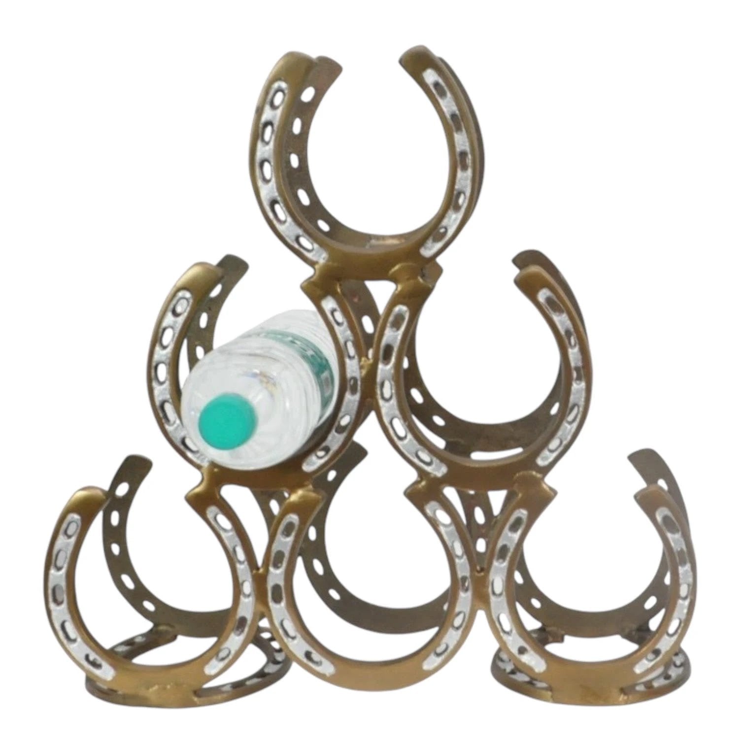 MSL 40CM ANTIQUE BRASS 6 BOTTLE WINE RACK - Wine Rack