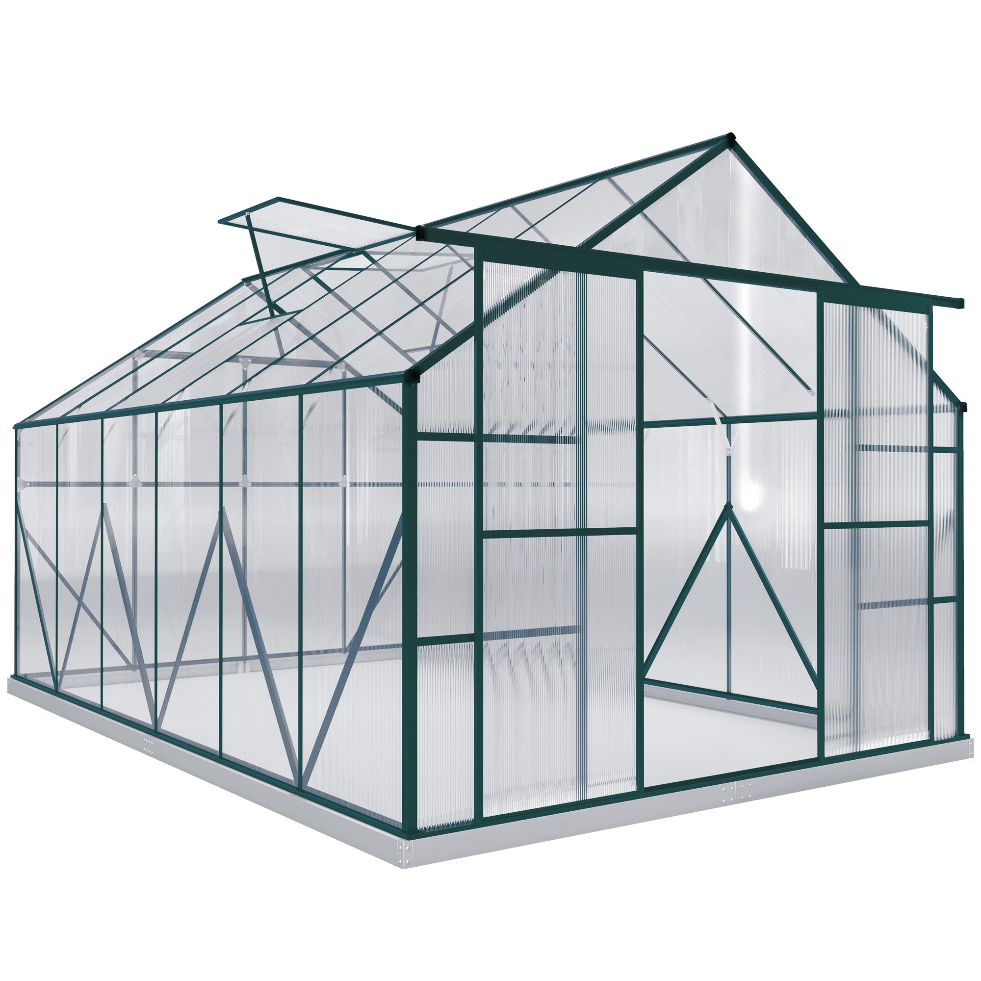 Outsunny Walk In Greenhouse 8x12 Ft With Polycarbonate Panels And Double Sliding Door For Gardeners - Unbranded - Home Symphony