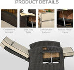 Outsunny Outdoor Recliner Chair with Cushion Rattan Reclining Lounge Chair by Outsunny