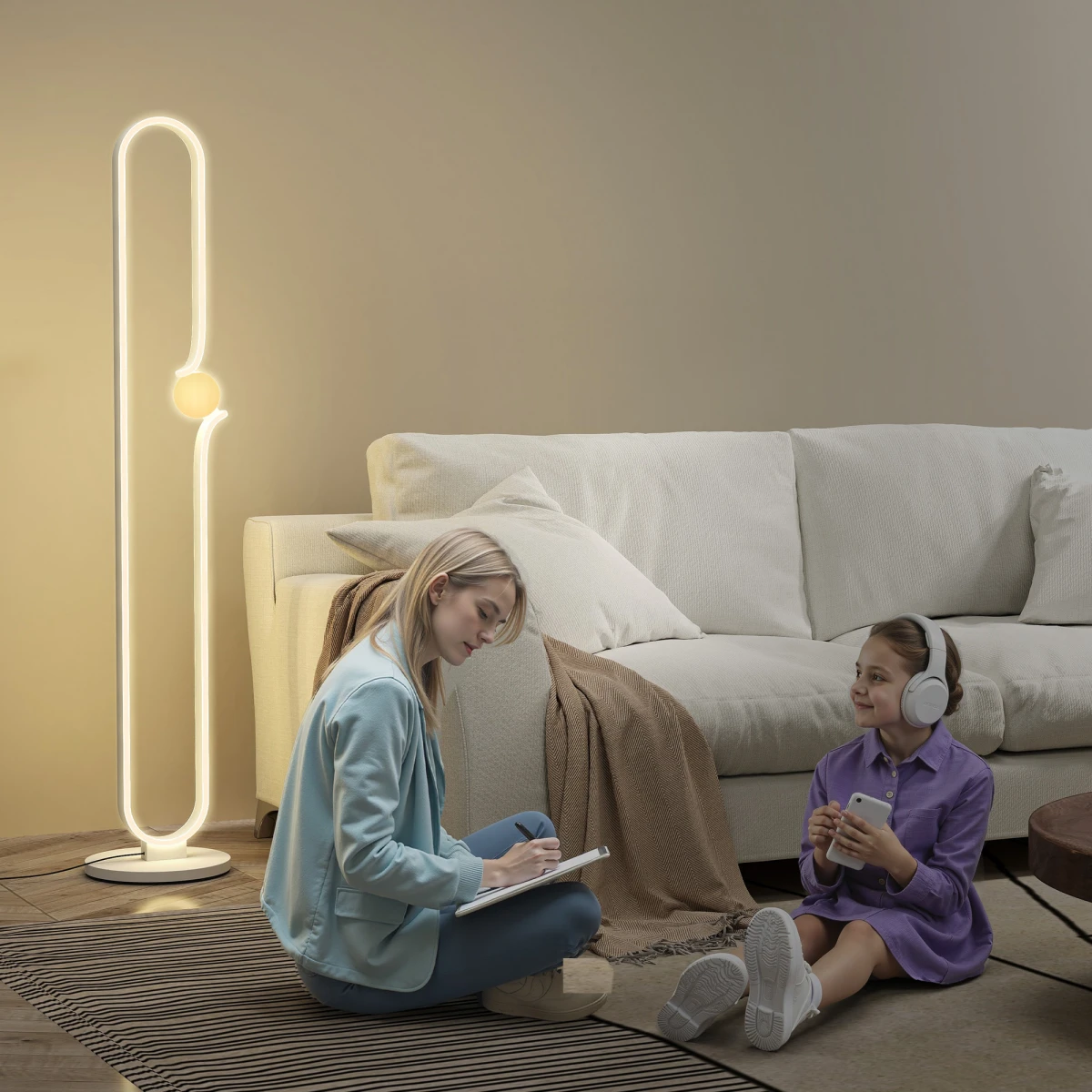 N/A Premium Floor Lamp Tall LED Note Shade Home - Lamp