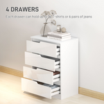 HOMCOM 4 Drawer Chest 60x40x85cm High Gloss Drawer Panels Hidden Curved Handles for Bedroom Storage - HOMCOM - Home Symphony