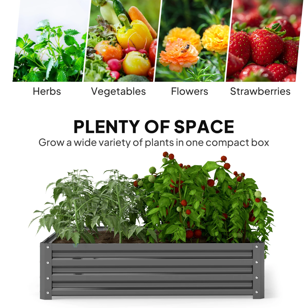 Outsunny Raised Garden Bed 30cm Galvanised Steel Outdoor by Outsunny
