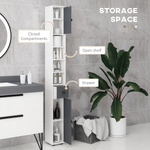 kleankin kleankin Slim Bathroom Cabinet, Toilet Roll Storage w/ Open Shelves, Grey - Display Cabinet