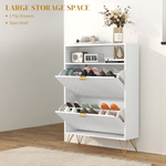 HOMCOM HOMCOM Narrow Shoe Storage Cabinet with 2 Flip Drawers for 12 Pairs of Shoes -