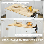 HOMCOM Kitchen Island Cart On Wheels Drop Leaf White Home by HOMCOM