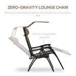 Zero Gravity Lounger Chair Full Size Lockable Recline Canopy Shade Cup Holder Tray Outdoor Patio Relaxation by Outsunny
