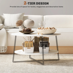 HOMCOM HOMCOM Round Coffee Table 90 cm Diameter Marble Effect Top Storage Shelf Two Tier Ideal for Living Rooms - Coffee Table
