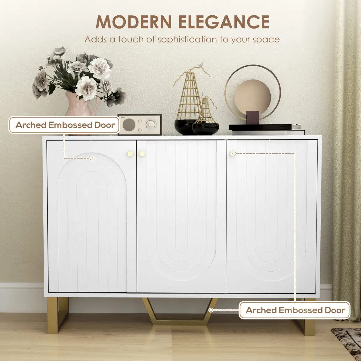HOMCOM HOMCOM Sideboard with Adjustable Shelves & Doors for Living Room, White - Sideboard