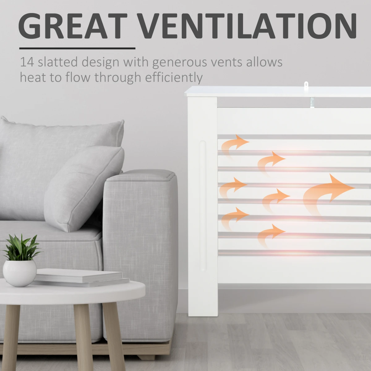 HOMCOM Radiator Cover Cabinet Medium Slatted Ventilation Top Shelf Child Safe Wall Mounted by HOMCOM