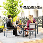 Premium Outdoor Dining Table Round 42Inches Diameter Stable Metal Base For Patio Dining Entertaining - N/A - Home Symphony