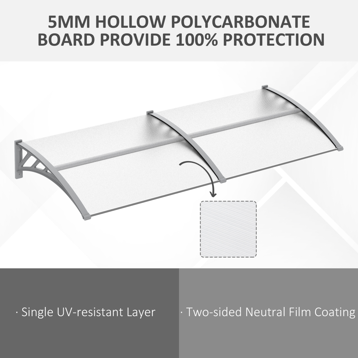 Premium Door Canopy Awning Clear UV Shield Home - Outsunny - Home Symphony
