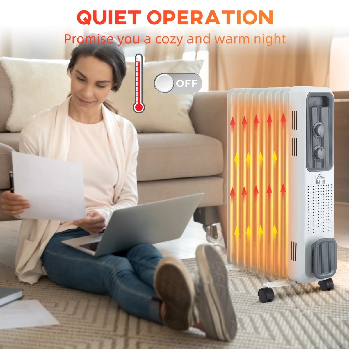 Homcom Oil Radiator 2180W 9Fins SafePower HomeUse by HOMCOM