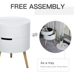 Premium White Circular Side Table Dia 16In Height 20In Removable Top Tray Dual Storage Nightstand And Coffee Table by HOMCOM