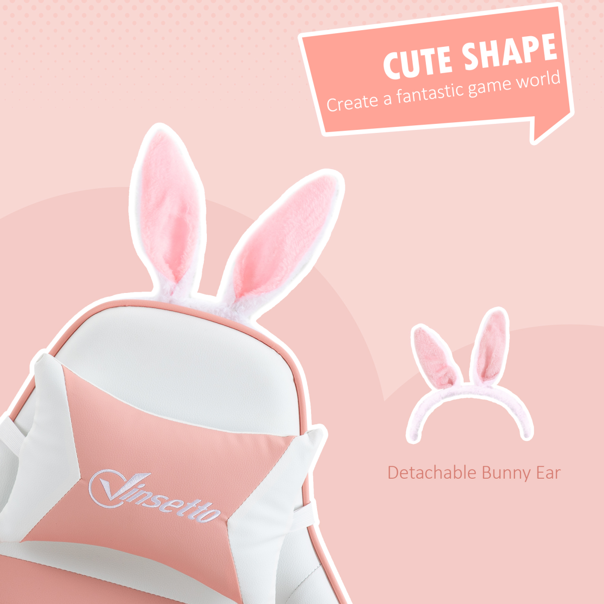 Vinsetto Racing Chair Standard Rabbit Ears Gaming