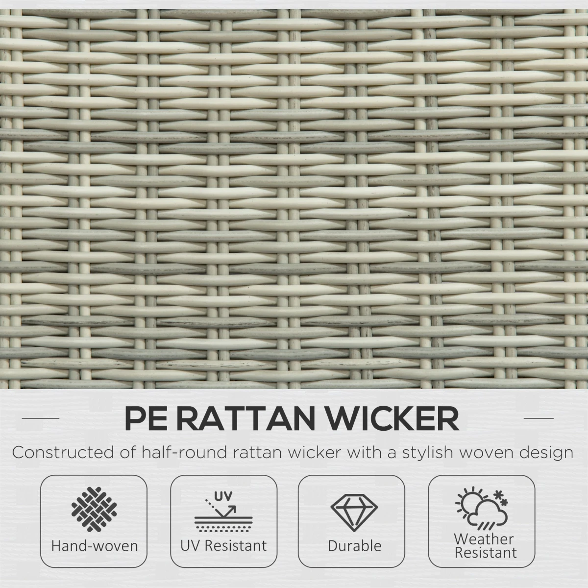 Outsunny Outsunny Recliner Rattan Sun Lounger Set 5-Piece Cushions And Two-Tier Table Mixed Grey Outdoor Patio - Sun Lounger