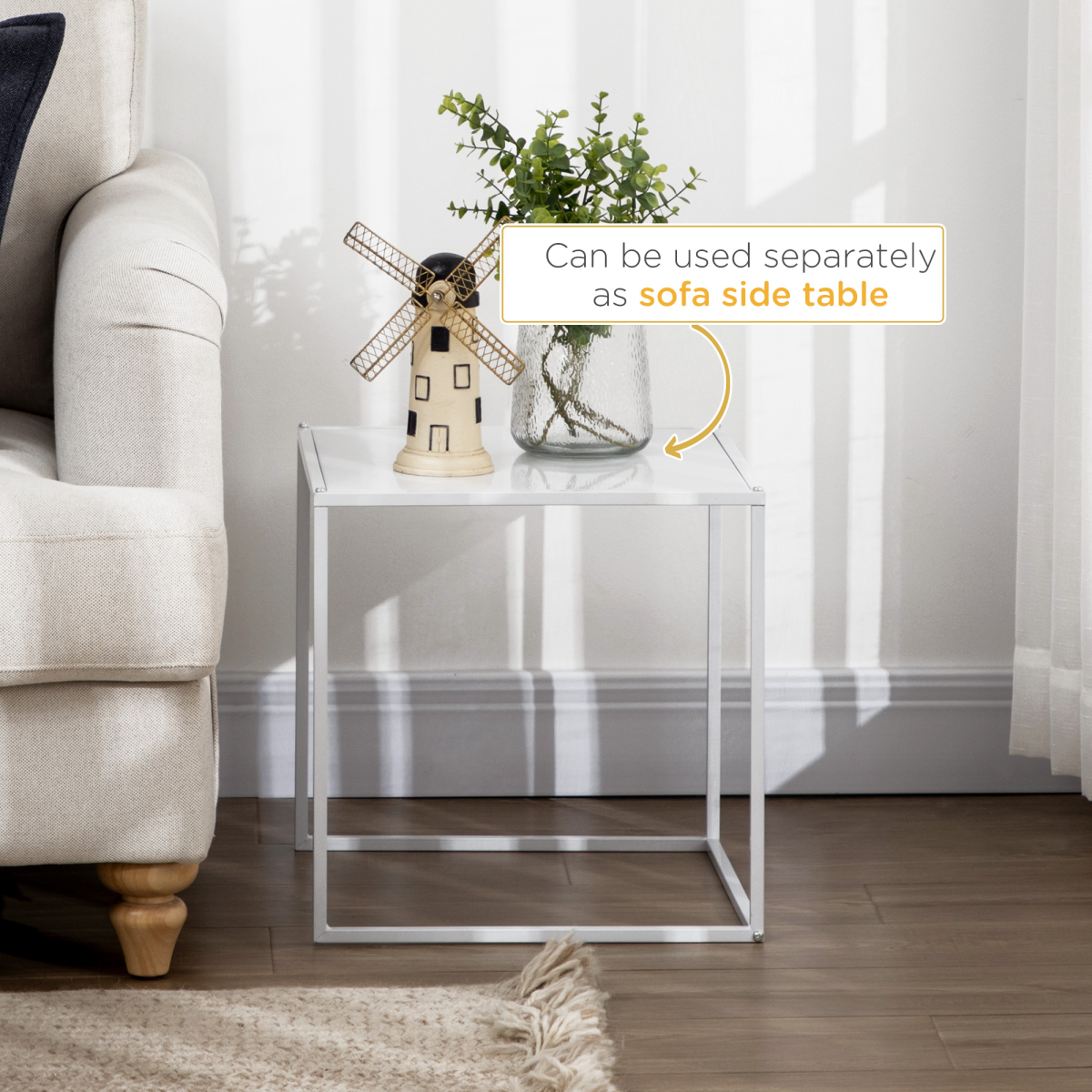 HOMCOM Nesting Tables Two Sizes Steel Frame Home - HOMCOM - Home Symphony