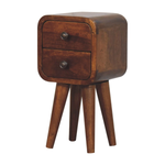 Artisan Bedside Table Mini Curved Mango Wood One Drawer Chestnut Finish For Small Bedrooms by Artisan Furniture