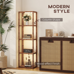 Wood Floor Lamp 180cm 4 Tier Shelf LED Dimmer Home - N/A - Home Symphony