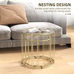 HOMCOM Nesting Coffee Tables Glass Top Gold Home by HOMCOM