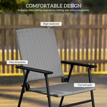Outsunny Outsunny 2pcs Rattan Chair Foldable Garden Furniture w/ Armrest Grey - Folding Chairs