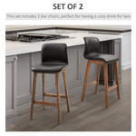 2 Pcs 93cm Faux Leather Bar Stools Wooden Frame Footrest Padding High Back Brown - HOMCOM - Home Symphony