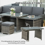 Outsunny Outsunny 10-Seater Sofa Sectional W/ Cushioned Seat, Footstools and Glass Table - Garden Sofa Sets