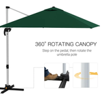 Outsunny Outsunny 3 x 3(m) Cantilever Roma Parasol Garden Umbrella with Cross Base Green - Parasol
