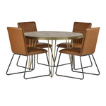 Light Gold Round Dining Table With Metal Inlay Dining Room - Indian Hub - Home Symphony