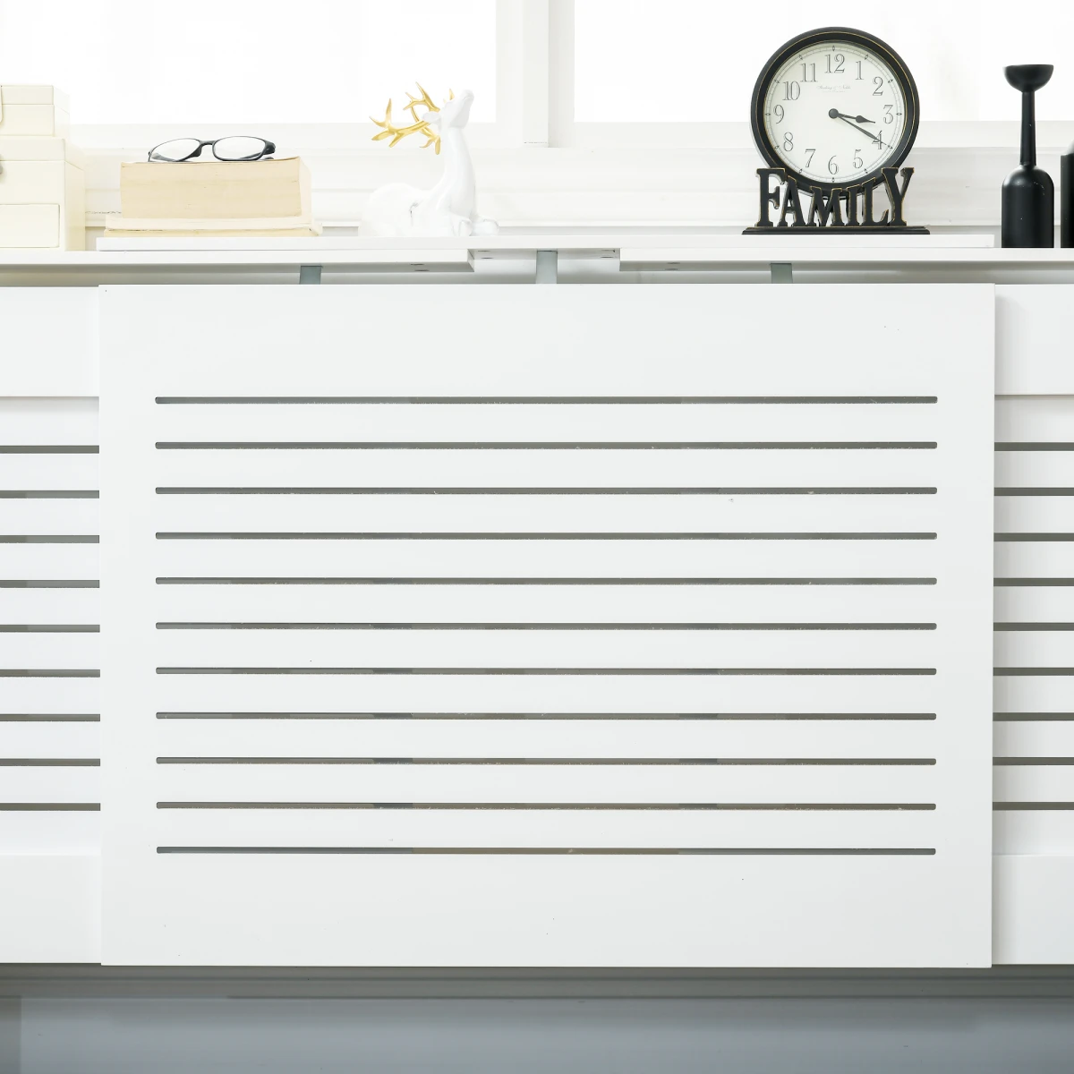 N/A Premium MDF Radiator Cover With Slatted Vent Design Top Shelf And Easy Wall Mounting - Radiator