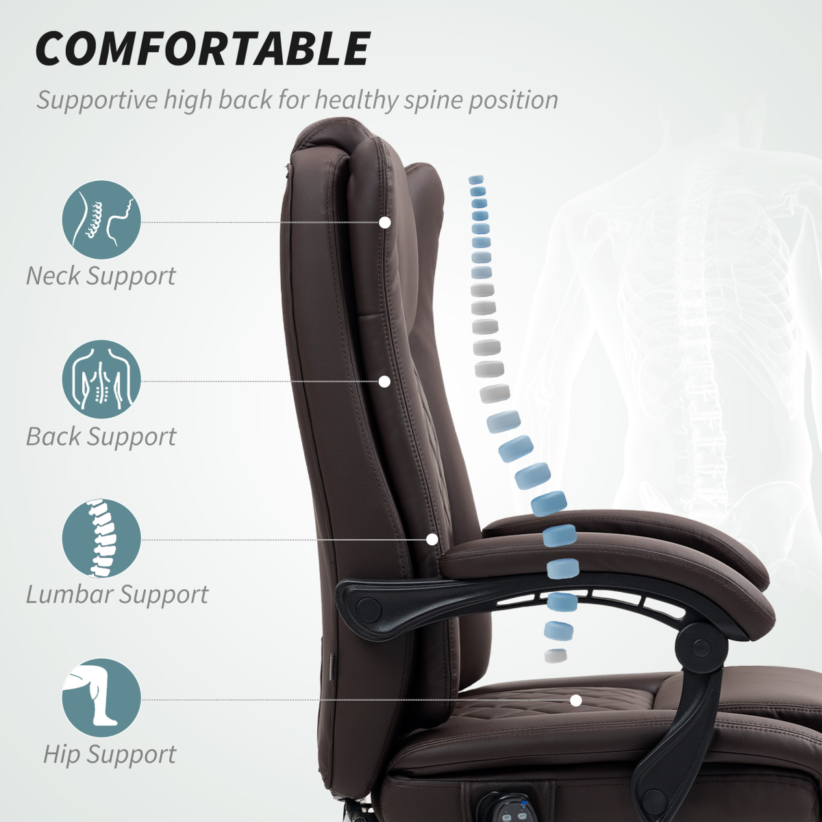 HOMCOM Massage Chair 135 Degree Recline SixPoint Massage for back, lumbar and hip support.