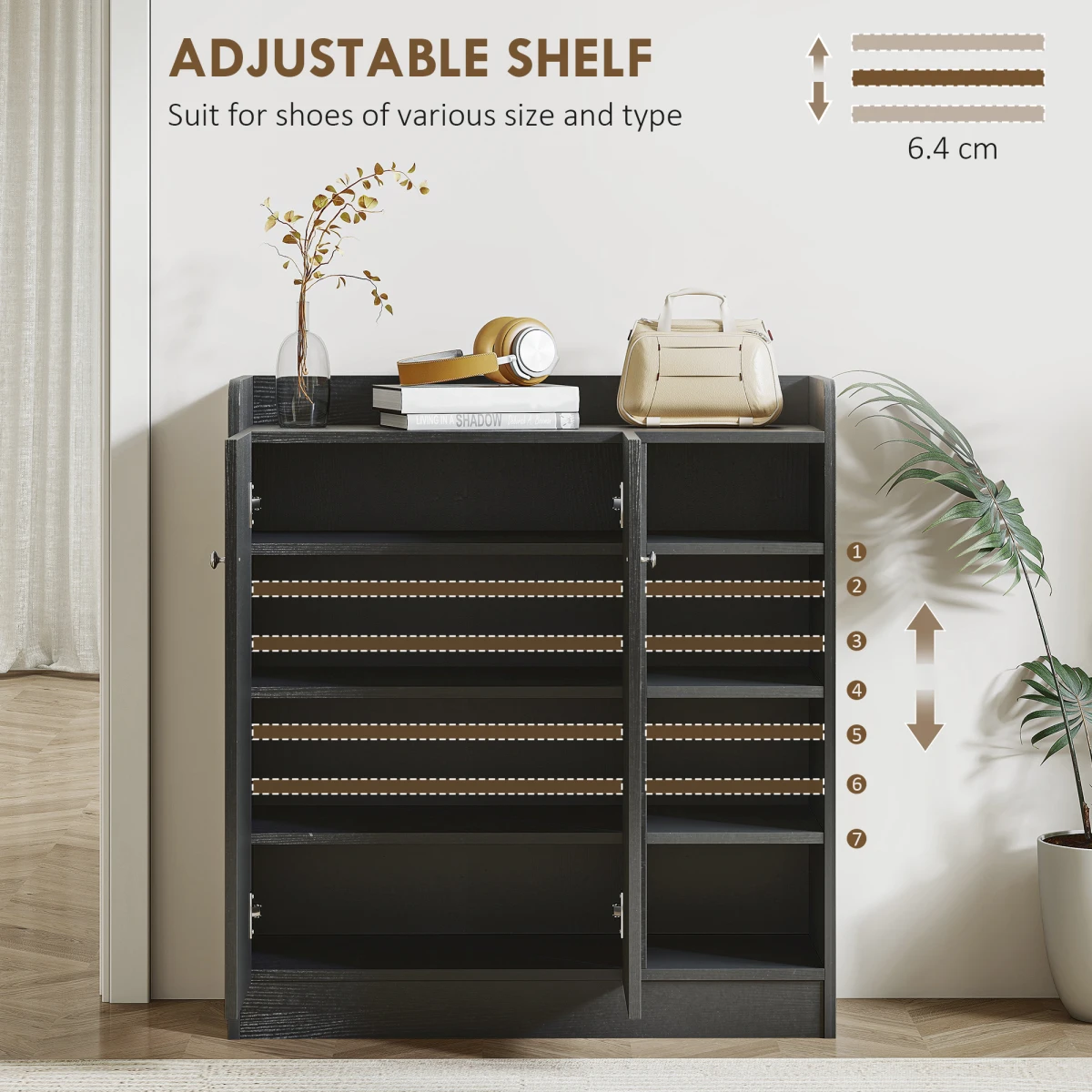 HOMCOM HOMCOM Shoe Cabinet 4-Tier Adjustable Entryway - Shoe Storage