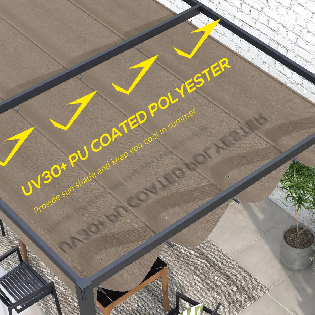 Outsunny Outsunny Pergola Sun Shade Cover Roof Replacement for 3 x 2.15m Pergola, Coffee - Gazebos