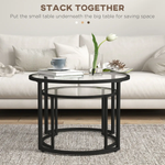 HOMCOM HOMCOM Glass Coffee Table Set of 2, Round Nest of Tables for Living Room - Coffee Table