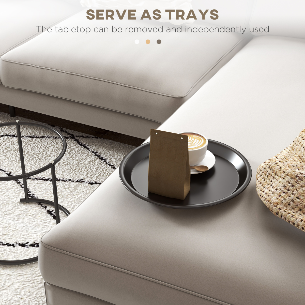 HOMCOM Nesting Tables Tray Removable Living Room - HOMCOM - Home Symphony