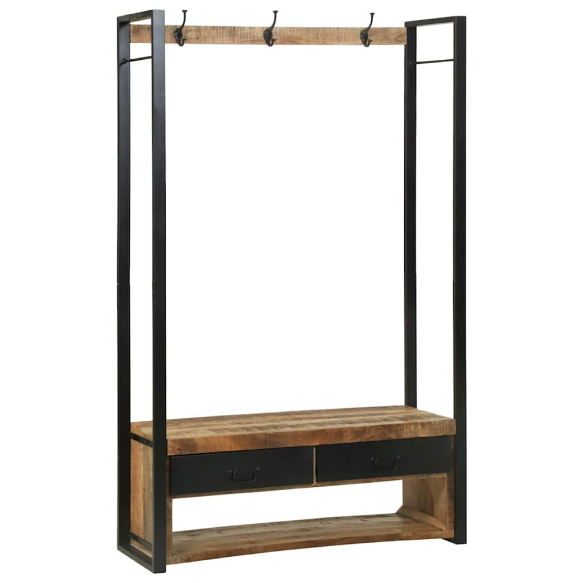 VidaXL Clothes Rack 110 x 40 x 185 cm Solid Mango Wood Industrial with Drawers and Hooks - vidaXL - Home Symphony