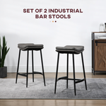 HOMCOM Bar Stool 89-99cm Curved Seat Grey Set of 2 - HOMCOM - Home Symphony