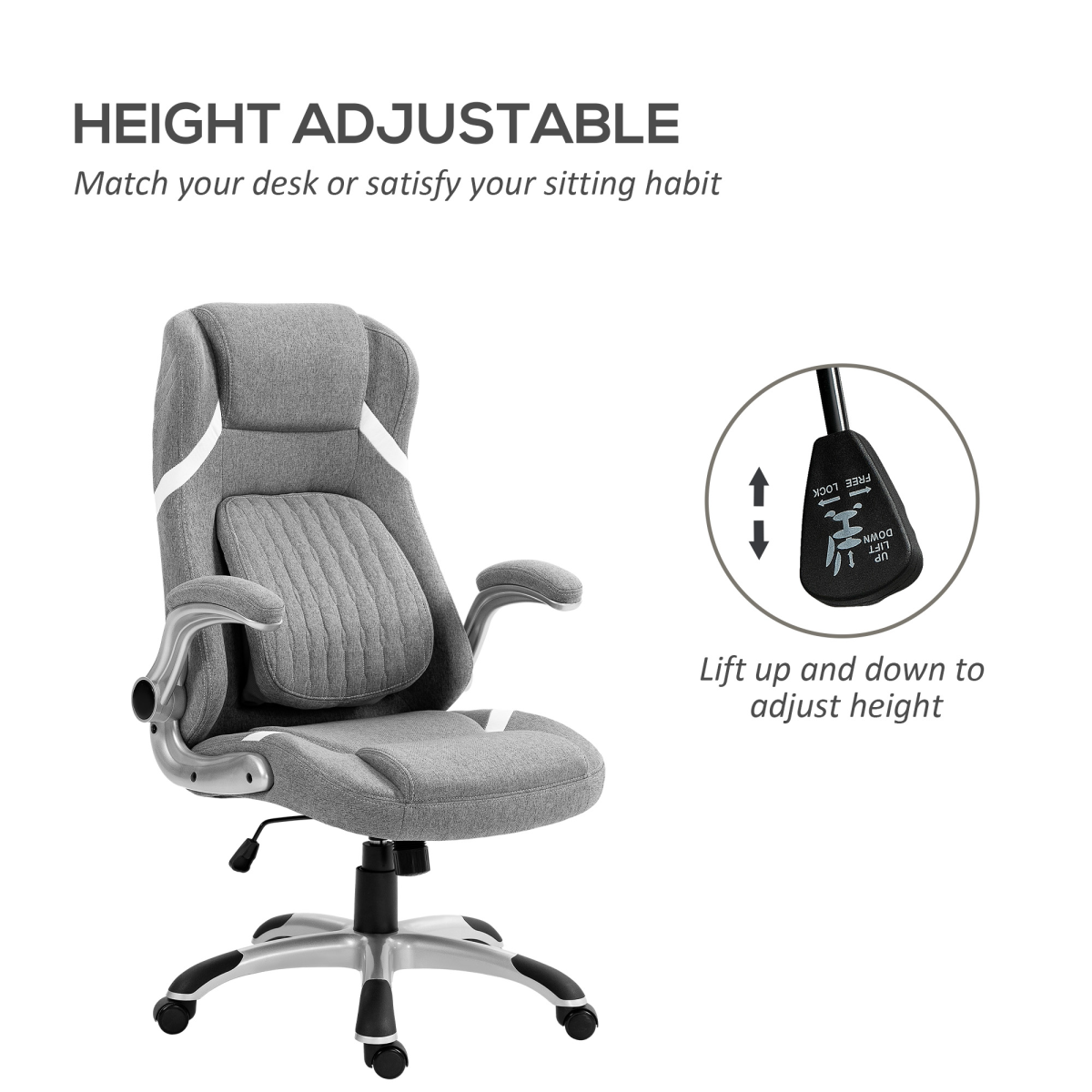 Vinsetto Office Chair 44-52cm Tilt Home Office