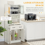 HOMCOM 168cm Kitchen Cupboard Storage Cabinet w/ Shelves & Drawers,Open Counter White - Display Cabinet