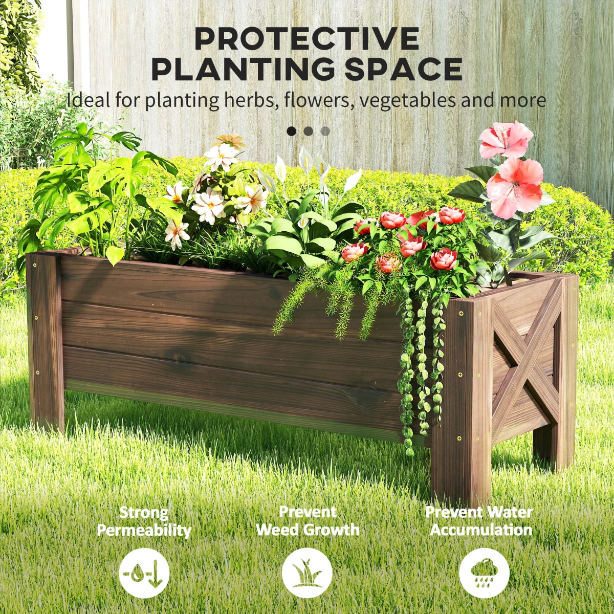 Unbranded Outsunny Raised Bed Planter 100x36.5x36 Durable Gardeners - Planters