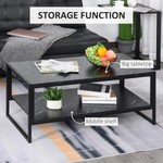 HOMCOM Premium Coffee Table 2 Tier Laminate Marble Home - Coffee Table